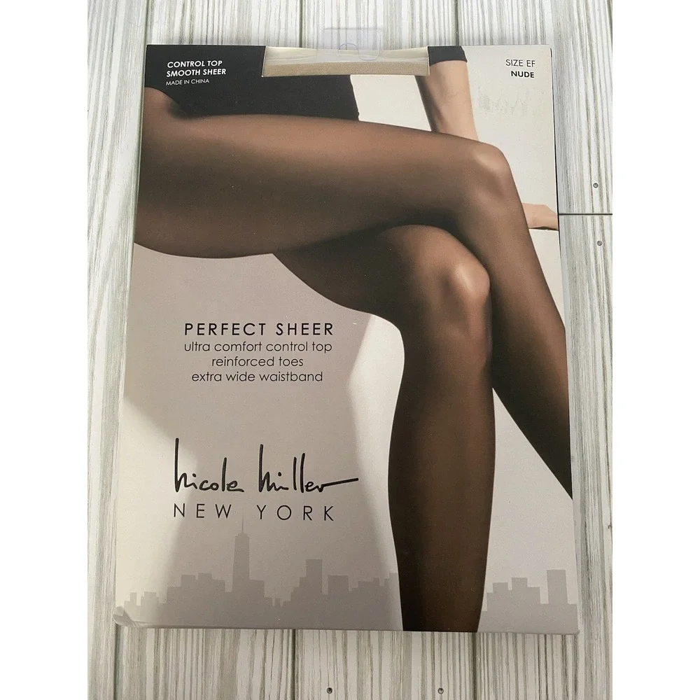 Nicole Miller New York Perfect Sheer Pantyhose Control Top NIP Size EF Nude‎